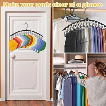 Space Saving Pants Hangers - 15 Clips for Efficient Storage