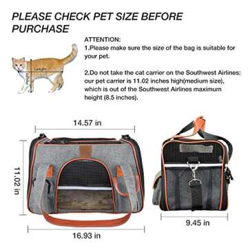 Purrpy Pet Carrier for Cats and Small Dogs - Airline Approved Soft Sided, Ventilated Travel Carrier,...