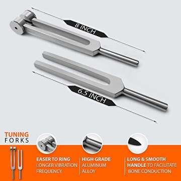 SURGICAL ONLINE Set of 3 Pcs Aluminum Sensory Tuning Forks C 128 512 + Taylor Percussion Hammer Mallet, Superior Diagnostic Kit