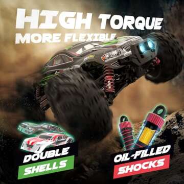 Hosim 2845 Brushless 60+ KMH 4WD High Speed RC Monster Truck, 1:16 Scale RC Car All Terrain Off-Road Waterproof 2.4GHZ Hobby Grade Remote Control Vehicle for Adults Children(Green)