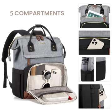 LOVEVOOK Laptop Backpack for Women, 17 Inch Work Business Backpacks Purse with USB Port, Large Capacity Nurse Bag College Bookbag for School, Waterproof Casual Daypack for Travel
