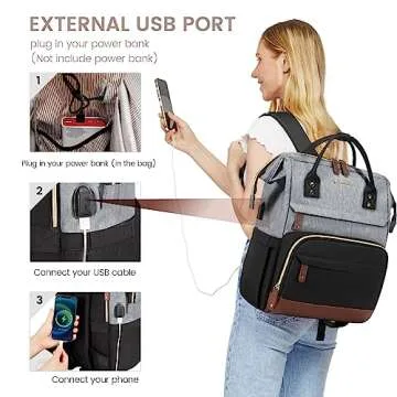 LOVEVOOK Laptop Backpack for Women, 17 Inch Work Business Backpacks Purse with USB Port, Large Capacity Nurse Bag College Bookbag for School, Waterproof Casual Daypack for Travel