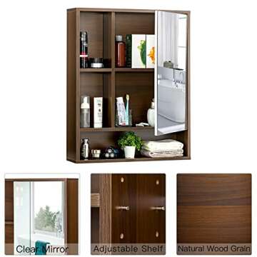 ChooChoo Bathroom Wall Mirror Cabinet - Stylish Space Saver