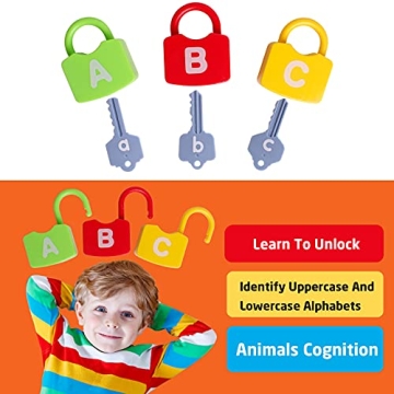 Dinhon Alphabet Learning Lock Toys for Kids Ages 3+