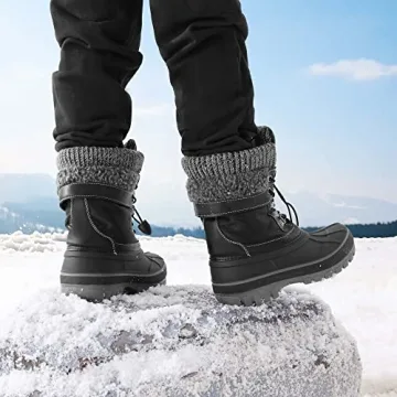 DREAM PAIRS Boys Girls Snow Boots Water-Resistant Outdoor Warm Cozy Anti-Slip Mid Calf Faux Fur Lini...