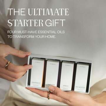 Vitruvi Essentials Kit, Essential Oil Starter Kit, 100% Pure Lavender, Eucalyptus, Grapefruit, Spruce, Essential Oil Set | Essential Oils for Diffusers Aromatherapy 4X 10ml (0.3 fl.oz), 4 Count