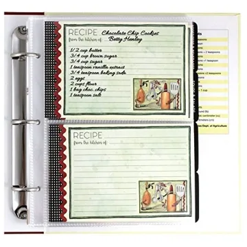 Classic Kitchen Recipe Binder with Protectors and Cards