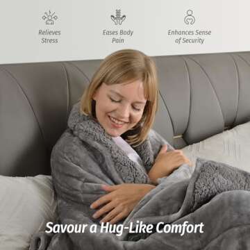 Wemore Sherpa Fleece Weighted Blanket for Adult, 15 lbs Dual Sided Cozy Fluffy Heavy Blanket, Ultra Fuzzy Throw Blanket with Soft Plush Flannel Top, 48 x 72 inches, Grey on Both Sides