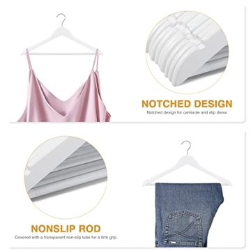 HOUSE DAY Wooden Hangers 30 Pack Smooth Finish Heavy Duty