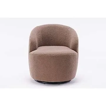 SSLine Accent Lounge Swivel Barrel Chair,Modern Teddy Fabric Leisure Chair,25.2" Velvet 360° Swivel Accent Chair Barrel Chair Family Room Sofa Furniture for Hotel Living Room Bedroom
