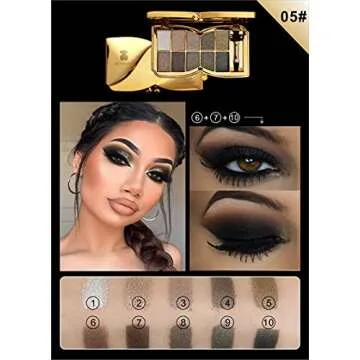 Bernecy Glitter Eyeshadow Palette,10 Colors Sparkle Shimmer Eye Shadow Highly Pigmented Long Lasting Makeup Set Gold (Type 5), Small