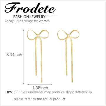 Gold Bow Earrings Trendy Rhinestone Dangle Jewelry