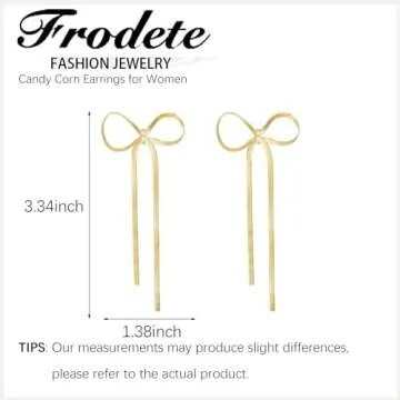 Gold Bow Earrings Trendy Rhinestone Dangle Jewelry