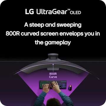 LG 39GS95QE Ultragear OLED Curved Gaming Monitor 39-Inch WQHD 800R 240Hz 0.03ms DisplayHDR True Black 400 AMD FreeSync Premium Pro NVIDIA G-Sync HDMI 2.1 DisplayPort Tilt/Height/Swivel Stand - Black