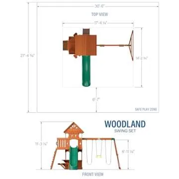 Woodland Cedar Wood Swing Set with Slide & Clubhouse