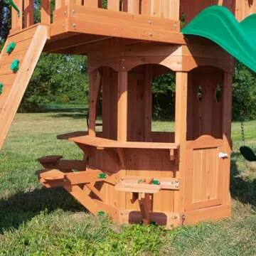Woodland Cedar Wood Swing Set with Slide & Clubhouse