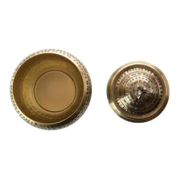 Brass Round Container with Rabbit Finial - Unique Decor