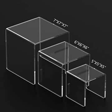 HIIMIEI Clear Acrylic Display Risers 2 Sets, 3-Tier Risers Stands Showcase for Amiibo Funko Pop Figu...