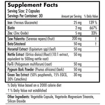 Hairfinity DHT Blocker and Healthy Hair Formula - Growth Supplement with Saw Palmetto, Biotin, and Vitamins to Stop Hair Loss and Regrow Hair - Vegan (60 Veggie-Capsules)