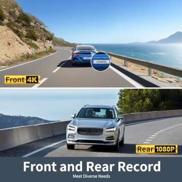 JOMISE 4K Mirror Dash Cam Front and Rear, 2160P UHD Rear View Mirror with Backup Camera, Smart Dashcam for Cars, Trucks, Vans, Night Vision & Reverse Assistance, 32GB Card & GPS Included -G814