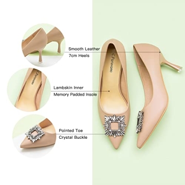 C.Paravano Women's Luxury Leather Kitten Heel Pumps