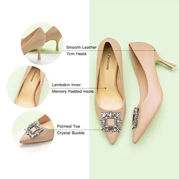 C.Paravano Women's Luxury Leather Kitten Heel Pumps