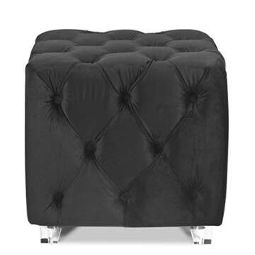 Lievo Carmen Velvet Cube Ottoman with Acrylic Legs