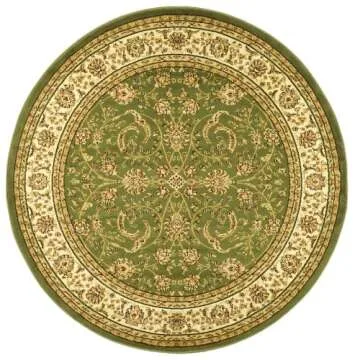 SAFAVIEH Lyndhurst Collection 8' Round Sage / Ivory LNH219B Traditional Oriental Non-Shedding Dining Room Entryway Foyer Living Room Bedroom Area Rug