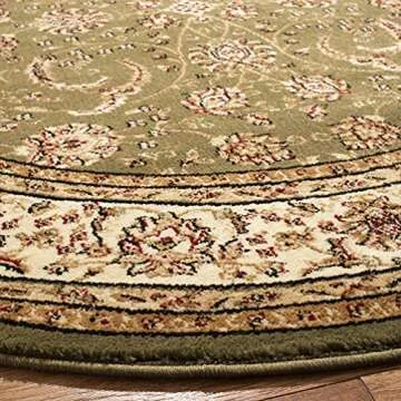 SAFAVIEH Lyndhurst Collection 8' Round Sage / Ivory LNH219B Traditional Oriental Non-Shedding Dining Room Entryway Foyer Living Room Bedroom Area Rug