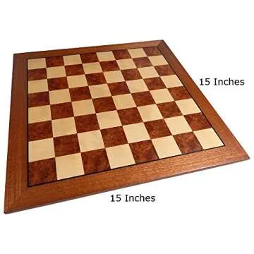 Hayes Inlaid Maple, Mahogany, and Sapele Wood Chess Board with Metal Pieces, 2.5 Inch King, and Extr...
