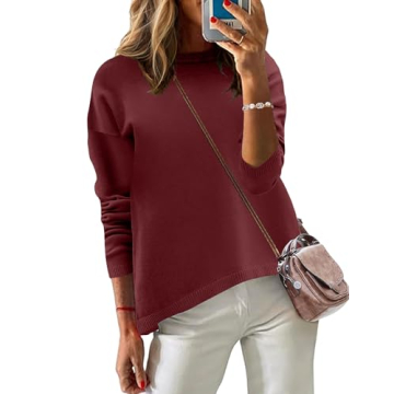 Zeagoo Womens 2024 Fall Sweaters Long Sleeve Shirts Casual Crewneck Knit Loose Fit Pullover Sweater ...