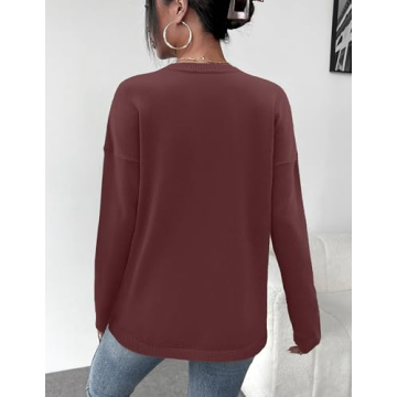 Zeagoo Womens Fall Sweaters Long Sleeve Crewneck Knit