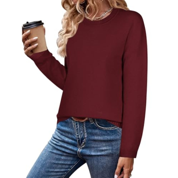 Zeagoo Womens Fall Sweaters Long Sleeve Crewneck Knit
