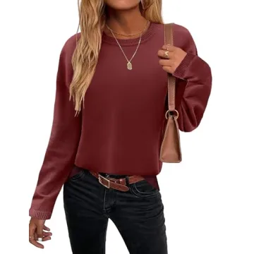 Zeagoo Womens Fall Sweaters Long Sleeve Crewneck Knit