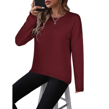 Zeagoo Womens Fall Sweaters Long Sleeve Crewneck Knit