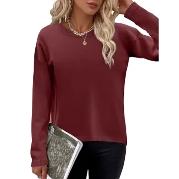 Zeagoo Womens Fall Sweaters Long Sleeve Crewneck Knit