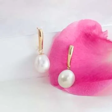 Ross-Simons 8.5-9mm Cultured Pearl Drop Earrings in 14kt Yellow Gold