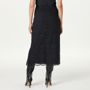 Elana Lace Midi Skirt in Black for Plus Size Women