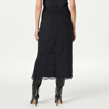 Elana Lace Midi Skirt in Black for Plus Size Women