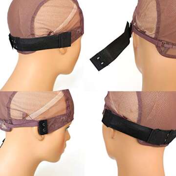 ZigZag Hair 5pcs Adjustable Elastic Band with Hooks for Wigs/Lace Closure/Lace Frontal Sewing Band Black 1.2inch width 9.5inch length (5pcs)