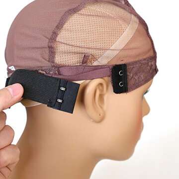 ZigZag Hair 5pcs Adjustable Elastic Band with Hooks for Wigs/Lace Closure/Lace Frontal Sewing Band Black 1.2inch width 9.5inch length (5pcs)