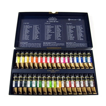 Mijello Mission Gold Water Color Set, 34 Colors for Artists