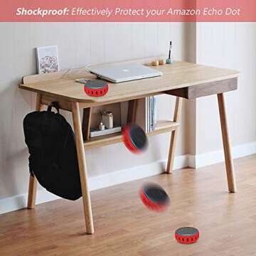 Silicone Case for Echo Dot 3rd Generation, Smart Speaker Cover Protective Sleeve Holder Stand Light Weight Soft Shockproof Cases Accessories Protector-Red