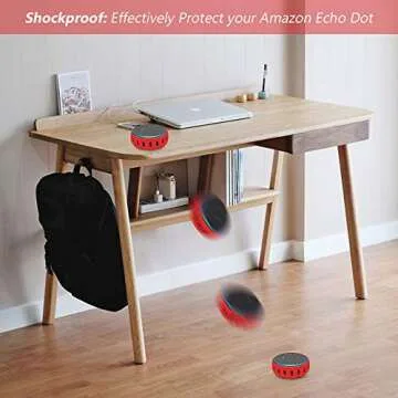 Silicone Case for Echo Dot 3rd Generation, Smart Speaker Cover Protective Sleeve Holder Stand Light Weight Soft Shockproof Cases Accessories Protector-Red