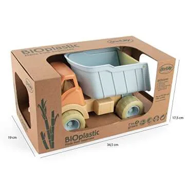 Dantoys BIO Kids’ Big Dump Truck, Green Sugarcane Bioplastic Toy, Indoor & Outdoor Play, Safe Roun...