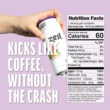 Zest Plant Powered Natural Energy Sparkling Drink - Passionfruit Berry - 150mg Caffeine + 100 mg L-Theanine - 12oz Can 12 Pack - Low Sugar, 60 Cals, Healthy Coffee Substitute, Non GMO High Caff Blend