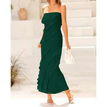 BTFBM Stylish Solid Color Sleeveless Midi Dress for Women