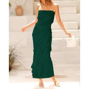 BTFBM Stylish Solid Color Sleeveless Midi Dress for Women