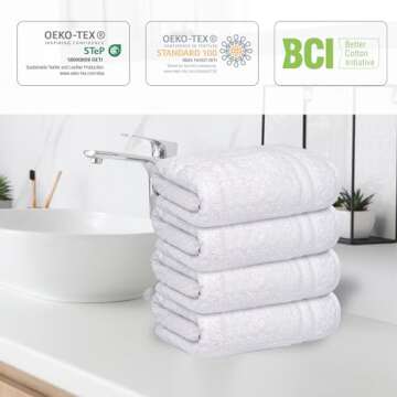 Infinitee Xclusives White Hand Towels Set of 4 (16x28 inches) – 100% Turkish Cotton Ultra Soft and Highly Absorbent Hotel Quality White Hand Towels for Bathroom