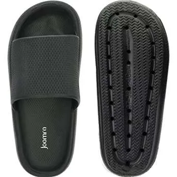 Joomra Slides for Men Recovery House Pillow Slippers Foam Cushion Non-Slip Shower Pool Beach Spa Garden Sandals for Male Sandles Black 48-49